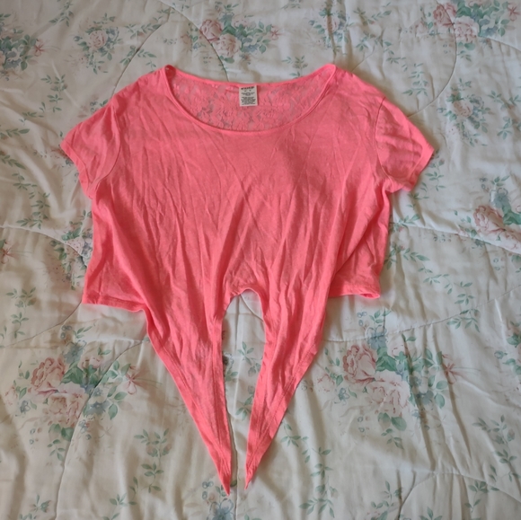 VS Pink UV Reactive Oversized Lace Back Crop Top - Picture 7 of 7